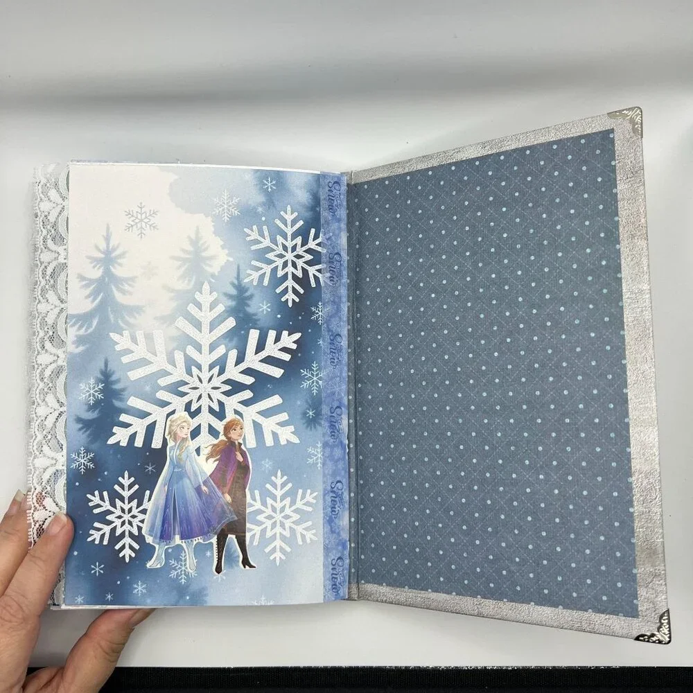 Disney Frozen-Themed Handmade Junk Journal With Decorated Pages Stickers & Snowf